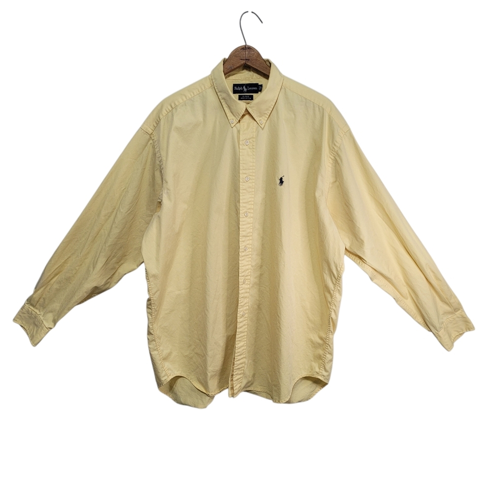 Polo Ralph Lauren Button Down Long Sleeve Shirt Men's Size XL Yellow Flawed